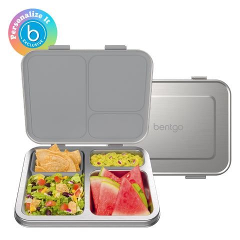 Bentgo Kids Stainless Steel Lunch Box - Silver (Personalized)
