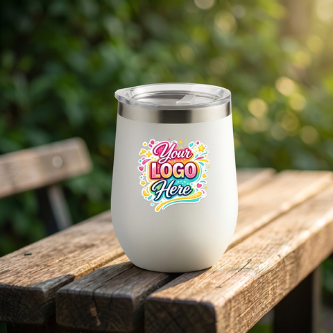 Chill Wine Tumbler - 12oz, stainless steel, White